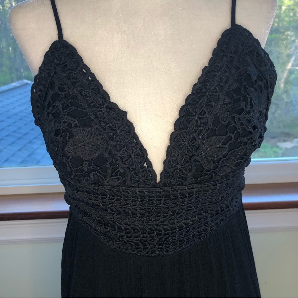 Beachy Boho ILLA ILLA Crochet Wide Leg Strappy Jumpsuit Festival Fairycore